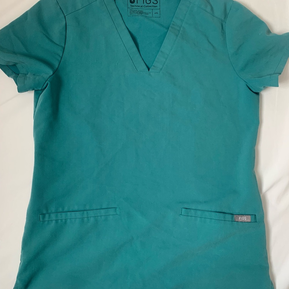 Figs Teal Scrub Top Technical Collection